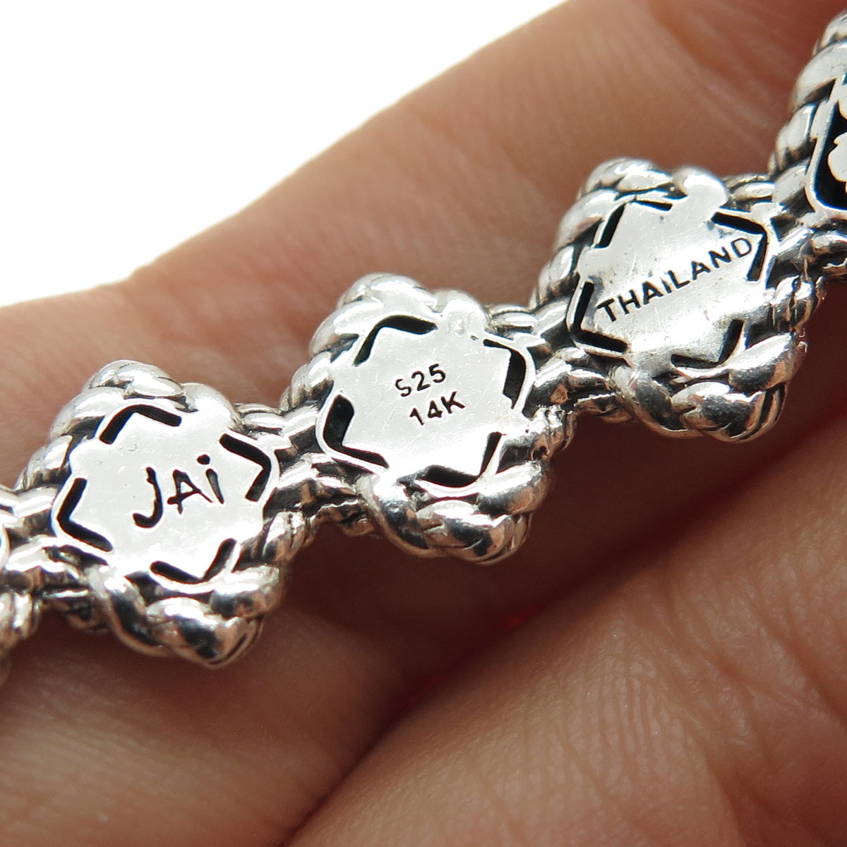 JAI by John Hardy 14K Gold 925 Sterling Silver Bangle Bracelet 8"