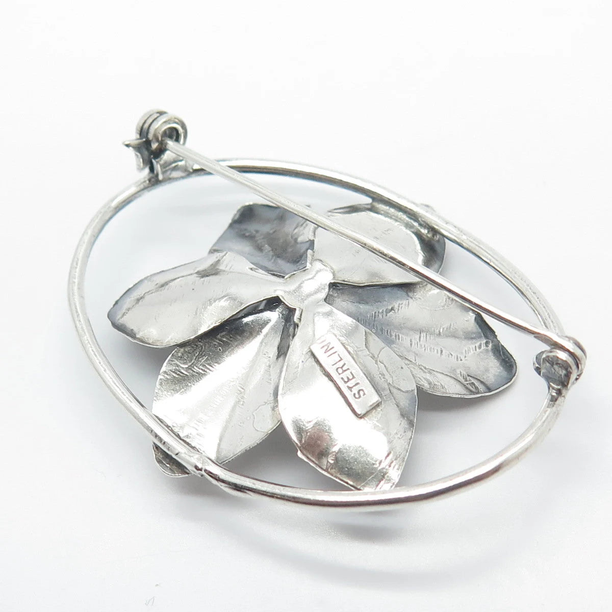 925 Sterling Silver Vintage Floral Pin Brooch