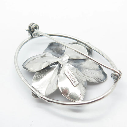 925 Sterling Silver Vintage Floral Pin Brooch