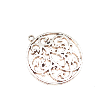 IC James Craig 925 Sterling Silver Vintage Modernist Ornate Floral Charm Pendant