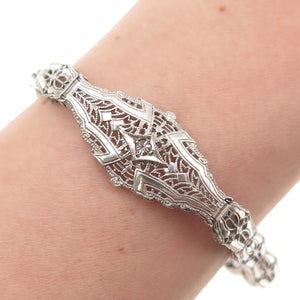 Esemco Sterling Silver Antique Rhinestone Filigree Bracelet 6.75" (broken link)