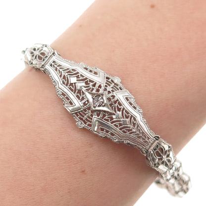 Esemco Sterling Silver Antique Rhinestone Filigree Bracelet 6.75" (broken link)