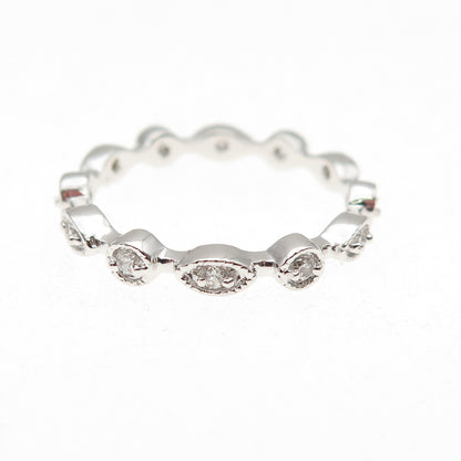 925 Sterling Silver Round-Cut C Z Eternity Band Ring Size 6.25