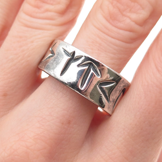 Robert Lee Morris 925 Sterling Vintage Viking Runic Oxidized Band Ring Size 11