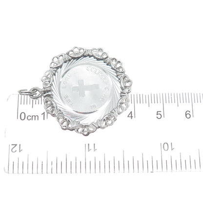 925 Sterling Silver Vintage The Lord Is My Shepherd Ornate Religious Pendant