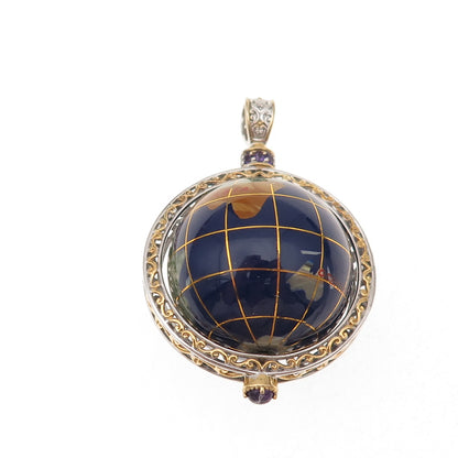 Michael Valitutti Gems En Vogue Sterling Silver 2-Tone Amethyst Globe Pendant