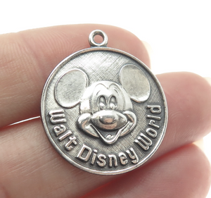 WALT DISNEY 925 Sterling Silver Vintage Mickey Mouse Charm Pendant
