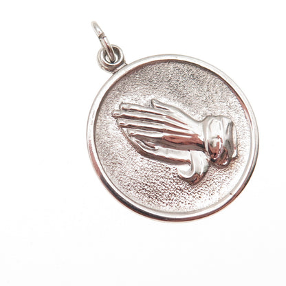 925 Sterling Silver Vintage Prayer Hands Religious Charm Pendant