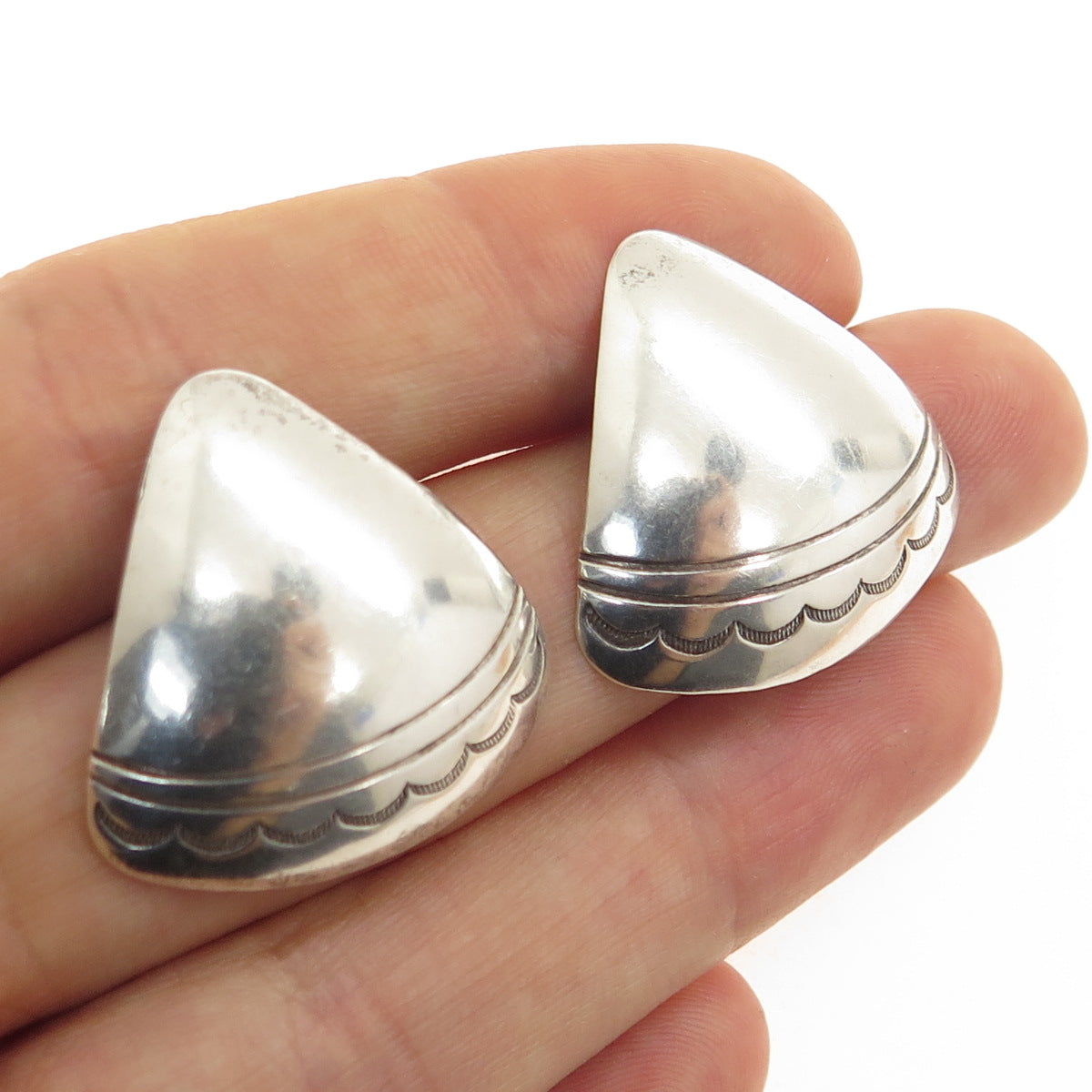 EDDIE CHEE NAVAJO Old Pawn 925 Sterling Silver Vintage Southwestern Earrings