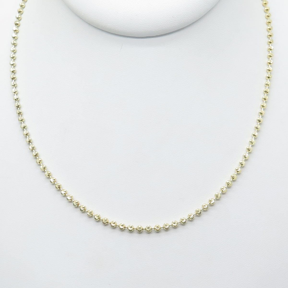 925 Sterling Gold Plated BSI Italy Diamond-Cut Ball Beaded Chain Necklace 28"