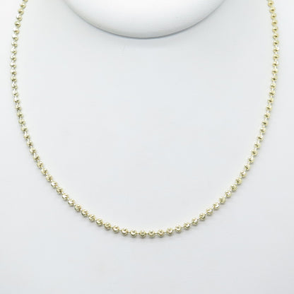 925 Sterling Gold Plated BSI Italy Diamond-Cut Ball Beaded Chain Necklace 28"