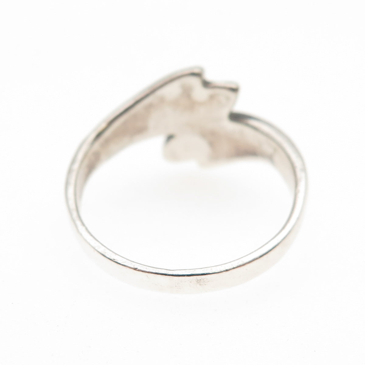 925 Sterling Silver Vintage Modernist Bypass Oxidized Ring Size 7