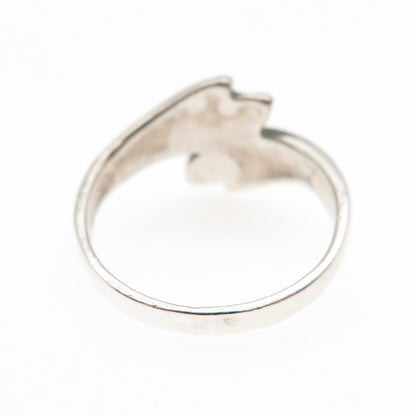 925 Sterling Silver Vintage Modernist Bypass Oxidized Ring Size 7