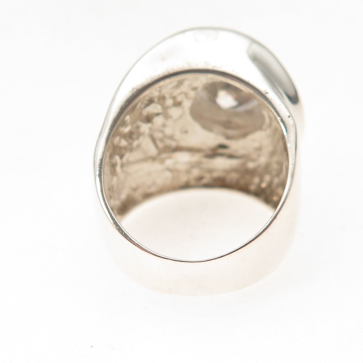 925 Sterling Silver Vintage Round-Cut C Z Modernist Oxidized Ring Size 6.25