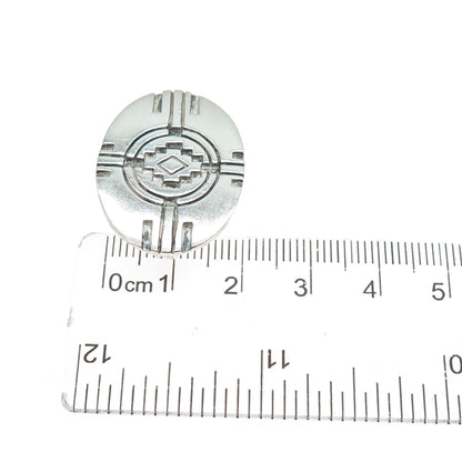 925 Sterling Silver Vintage Southwestern Tribal Symbol Oxidized Pin Brooch