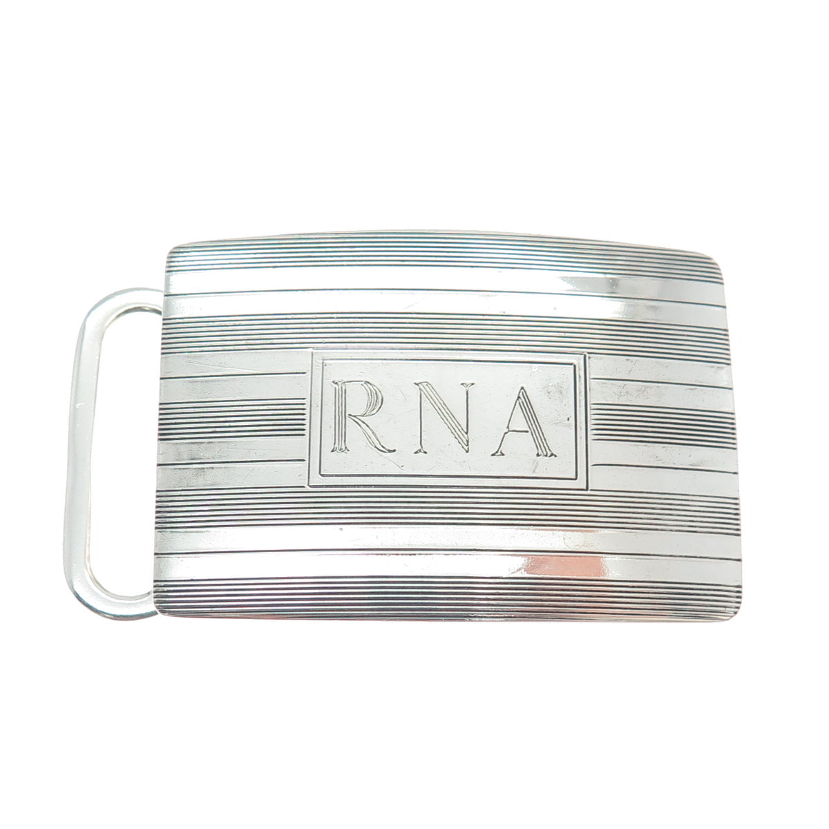 CHARLES THOMAE 925 Sterling Silver Vintage Engraved RNA Monogram Belt Buckle