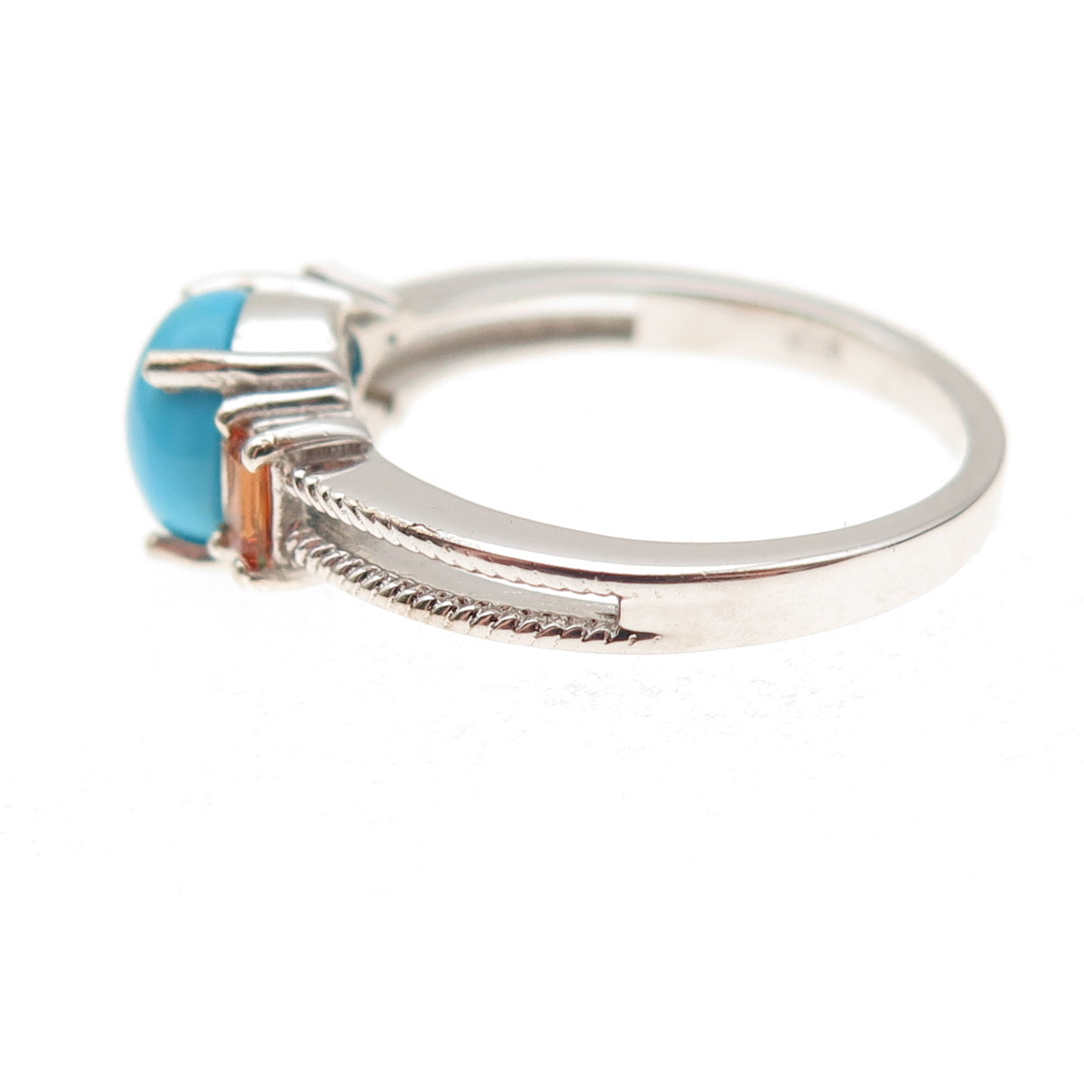 Chuck Clemency 925 Sterling Silver Real Turquoise & Citrine Ring Size 8