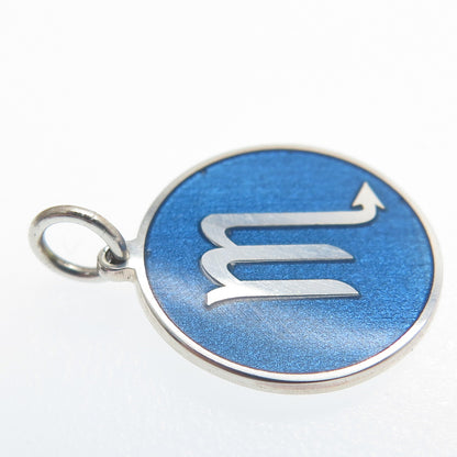 925 Sterling Silver Blue Enamel Scorpio Zodiac Sign Minimalist Charm Pendant