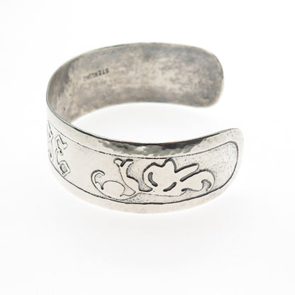 925 Sterling Silver Vintage Jaude Personalized Floral Adjustable Bracelet 6.75"