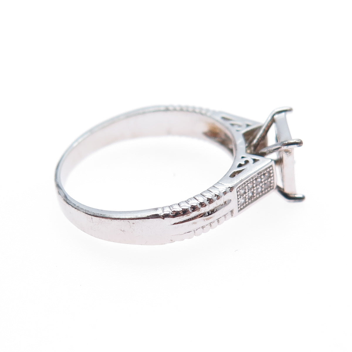 925 Sterling Silver Round-Cut C Z Princess Square Promise Ring Size 7.75