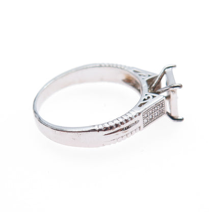 925 Sterling Silver Round-Cut C Z Princess Square Promise Ring Size 7.75
