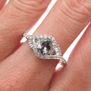 Chuck Clemency 925 Sterling Silver Real Green Amethyst & White Topaz Ring Size 8