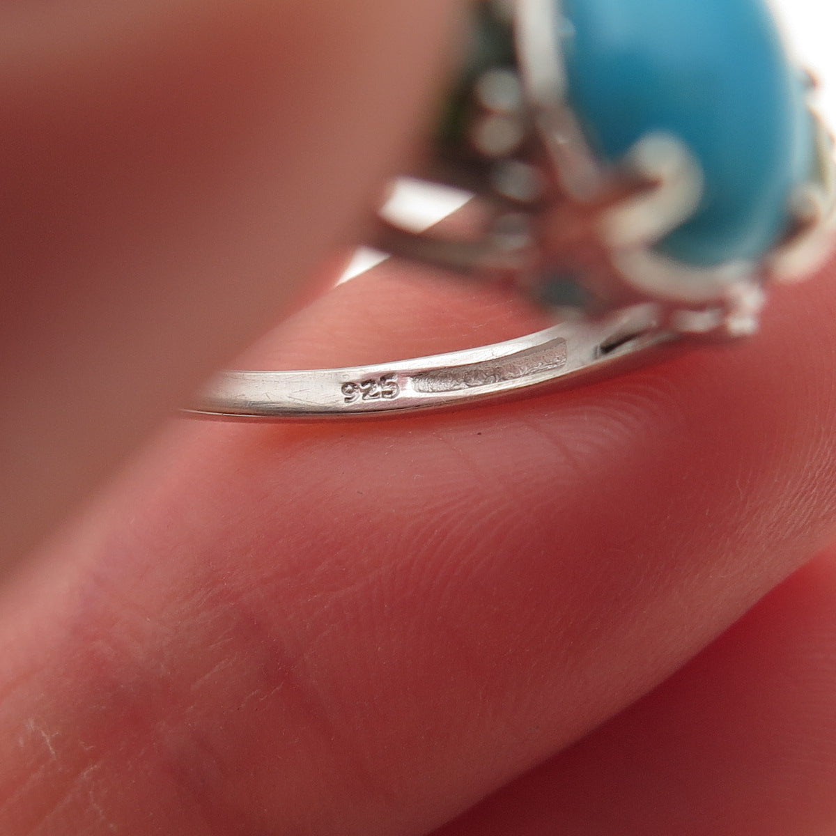 Chuck Clemency 925 Sterling Real Turquoise Peridot & White Topaz Ring Size 6.25