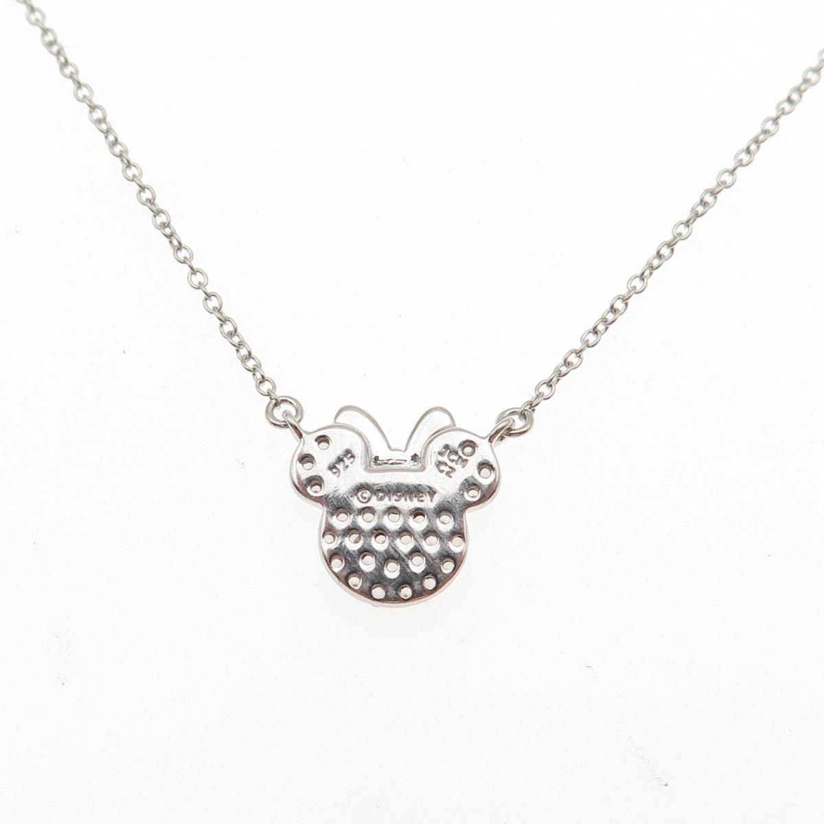 JCM Jacmel Mauritius Sterling Silver C Z Minnie Mouse Cable Chain Necklace 16"