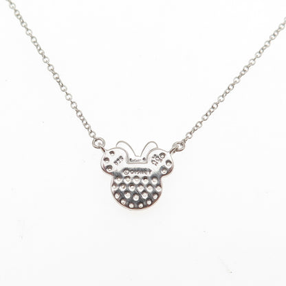 JCM Jacmel Mauritius Sterling Silver C Z Minnie Mouse Cable Chain Necklace 16"