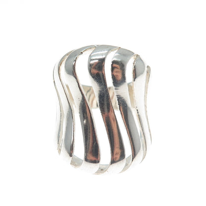 925 Sterling Silver Vintage Modernist Wavy Ring Size 6.25