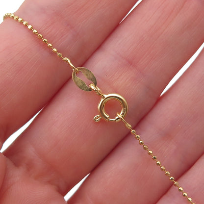 925 Sterling Silver Gold Plated Real Diamond Heart Beaded Chain Necklace 18"
