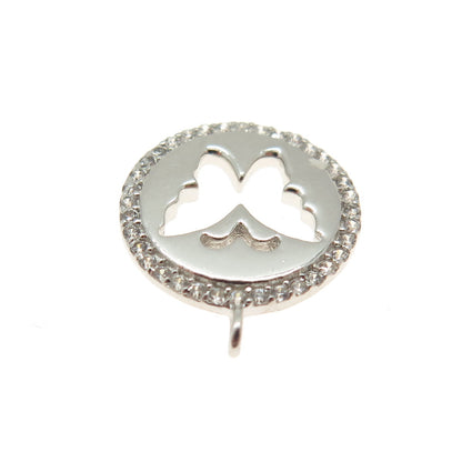 925 Sterling Silver Round-Cut C Z Butterfly Minimalist Charm Pendant