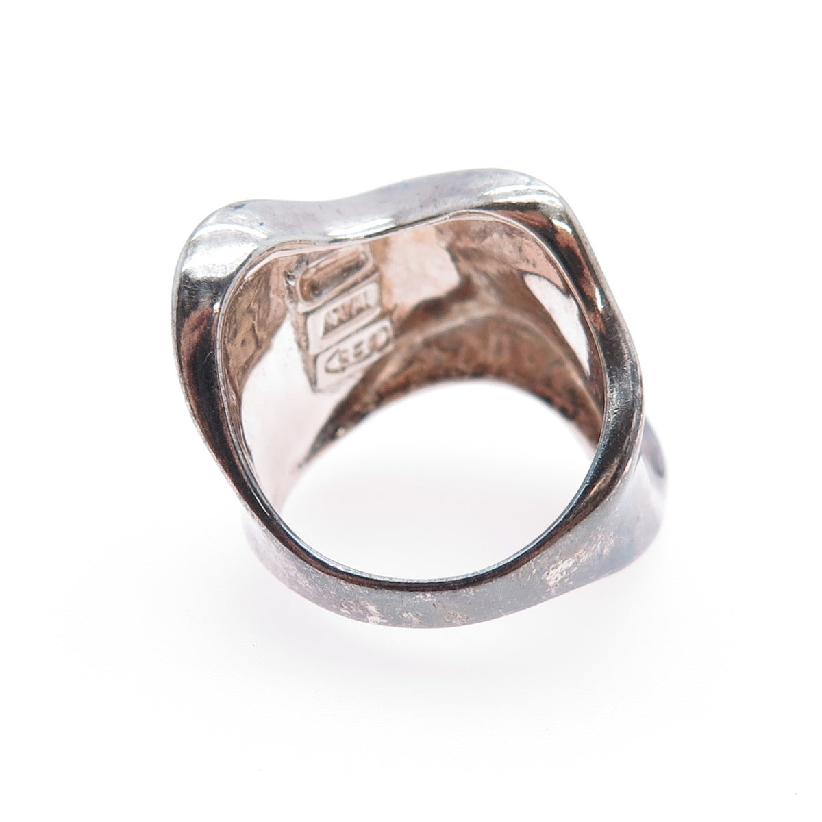 925 Sterling Silver Vintage Italy Modernist Wavy Oxidized Ring Size 7