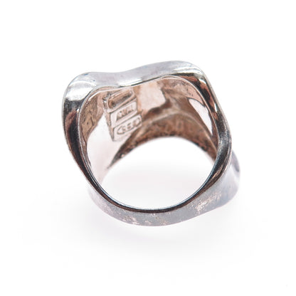 925 Sterling Silver Vintage Italy Modernist Wavy Oxidized Ring Size 7