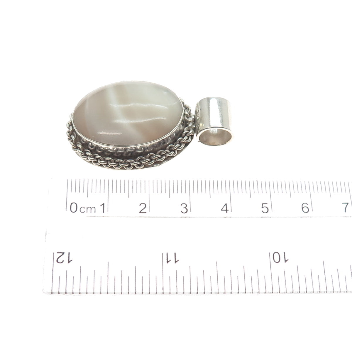925 Sterling Silver Vintage Mexico Real Mother-of-Pearl Charm Pendant