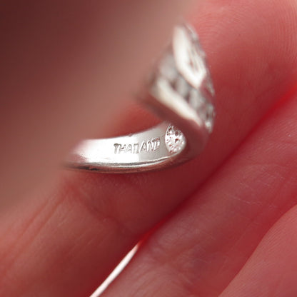 Chapal Zenray 925 Sterling Silver Oval & Round-Cut C Z Engagement Ring Size 6.5