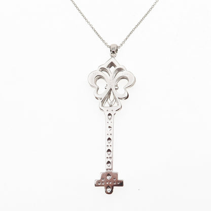 925 Sterling Silver Real Diamond Fleur de Lis Cable Chain Necklace 18"