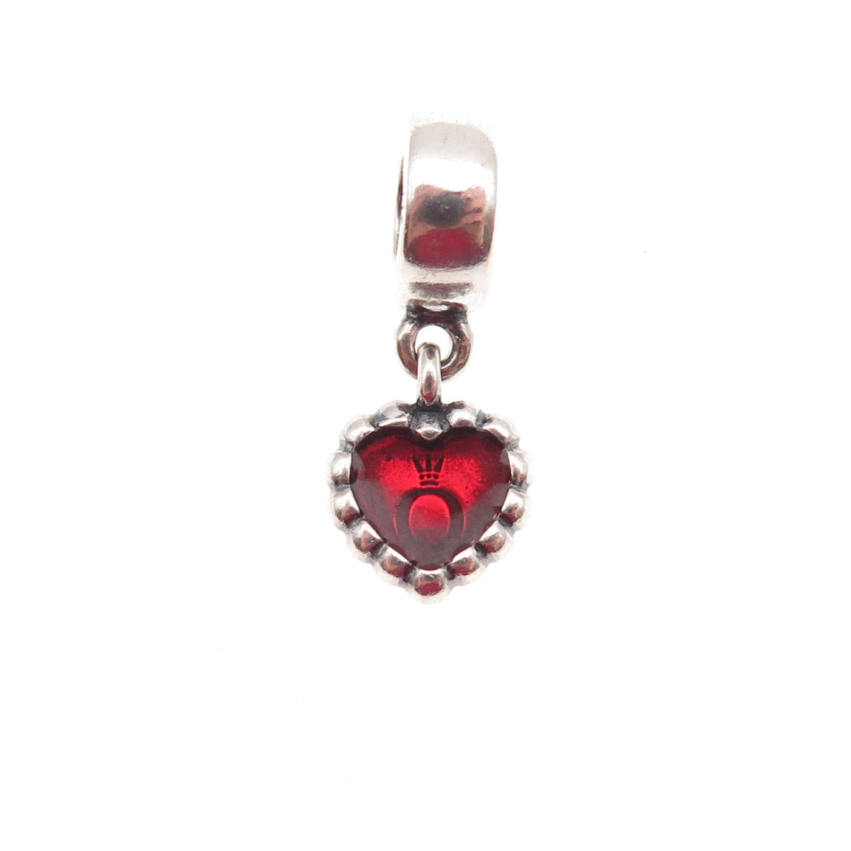 Pandora 925 Sterling Silver Red Enamel Forever Heart Dangle Charm