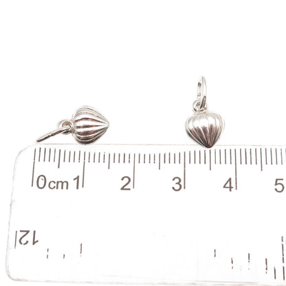 Old Stock 925 Sterling Silver Vintage Italy SET of 12 Heart Mini Charm Pendants