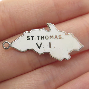925 Sterling Silver Vintage Mexico Enamel Saint Thomas, Virgin Islands Pendant