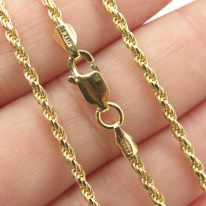 P. LUX 925 Sterling Silver Gold Plated Italy Twisted Rope Chain Necklace 16"