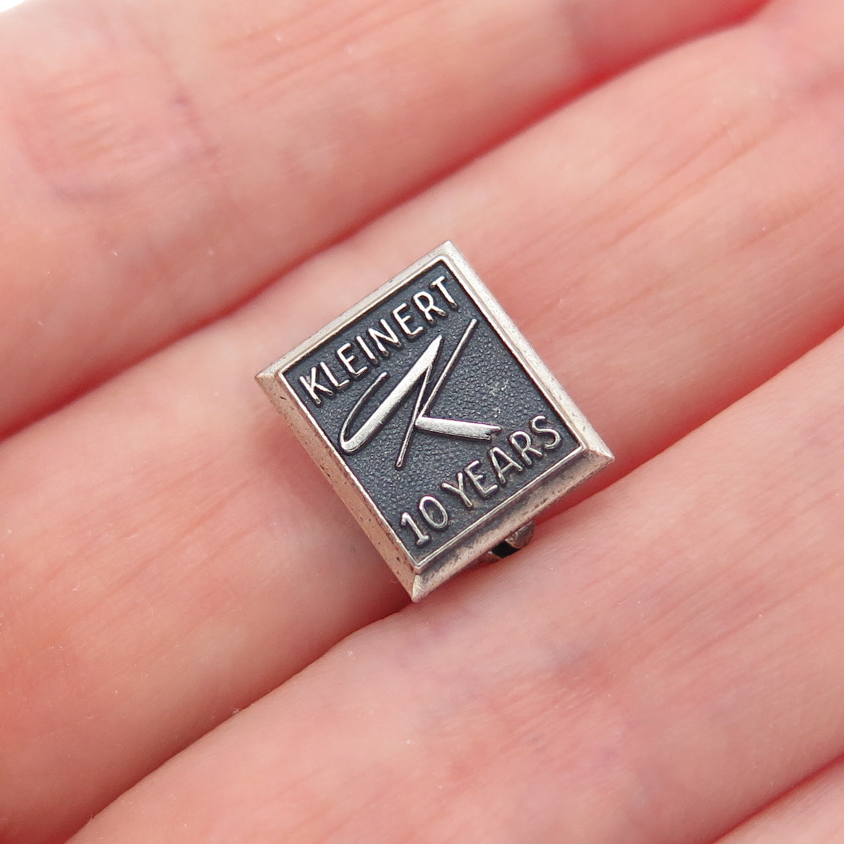 MAC NY 925 Sterling Silver Vintage Kleinert 10 Years Oxidized Mini Pin Brooch