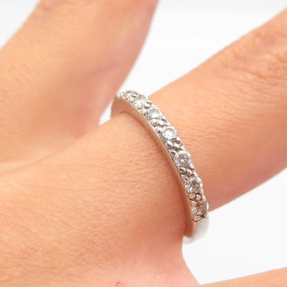 925 Sterling Silver Round-Cut C Z Band Ring Size 6