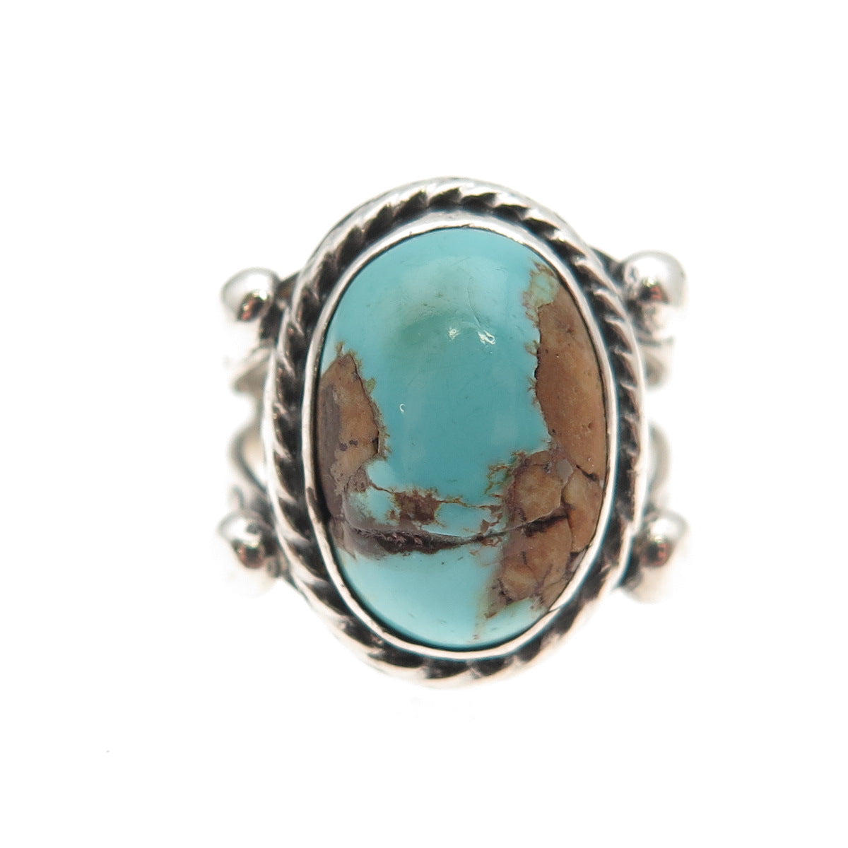 Old Pawn 925 Sterling Silver Vintage Southwestern Turquoise Tribal Ring Size 3