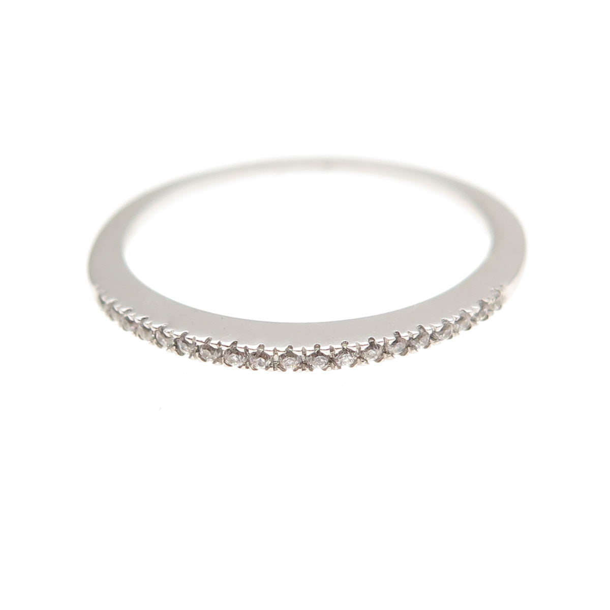 925 Sterling Silver Round-Cut C Z Half Eternity Statement Ring Size 7.25
