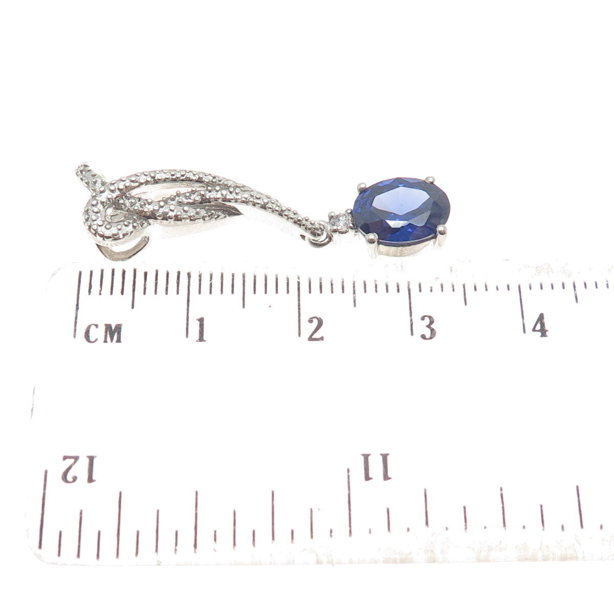 925 Sterling Silver White & Blue C Z Journey Slide Pendant