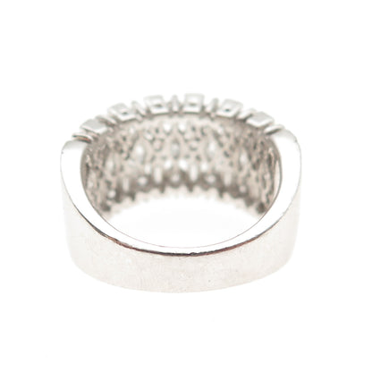 925 Sterling Silver Marquise Round & Tapered Baguette-Cut C Z Ring Size 5.25