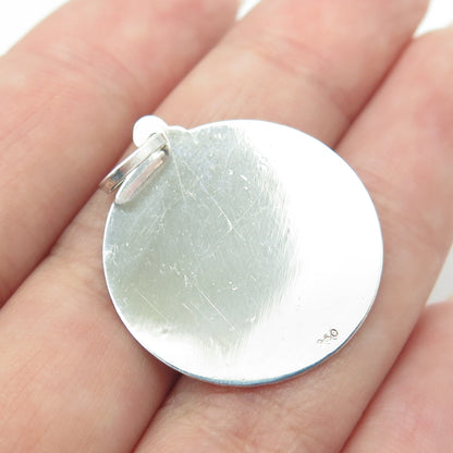 950 Silver Vintage Happy Birthday Round Pendant