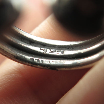 925 Sterling Silver Vintage Beaded Adjustable Ring Size 8.5