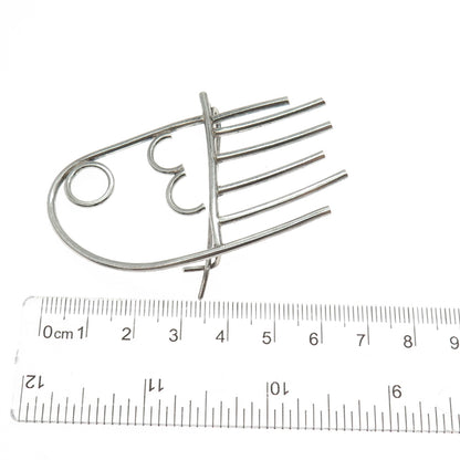 925 Sterling Silver Vintage Modernist Boy's Face Cartoon Character Pin Brooch